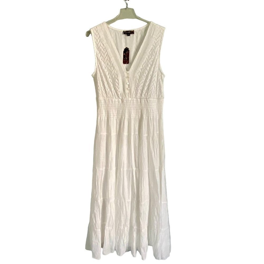 J Glee Sleeveless White Maxi Dress XL NEW